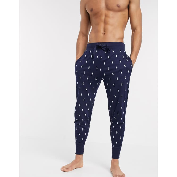 Polo Ralph Lauren lounge jogger in navy with all over print logo