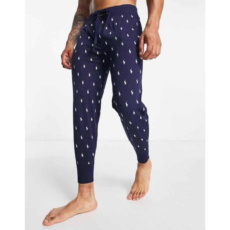 Polo Ralph Lauren lounge jogger in navy with all over print logo