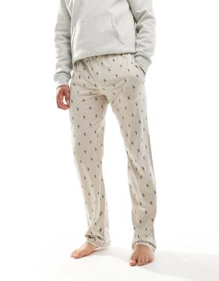 Polo Ralph Lauren lounge jogger with all over pony logo in cream-White