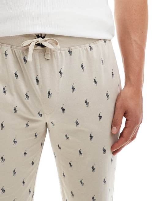 Polo Ralph Lauren lounge jogger with all over pony logo in cream ASOS