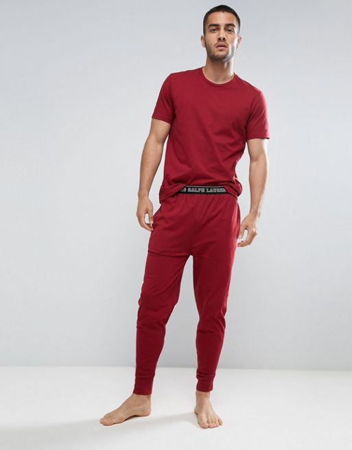 Red Jersey Cuffed Joggers