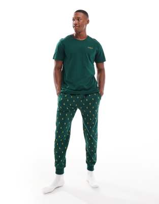 Polo Ralph Lauren Polo Ralph Lauren lounge joggers with all over logo print in green