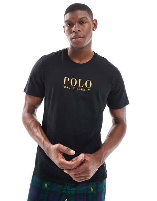 Polo Ralph Lauren lounge pyjama set with all over pony logo shorts and t shirt in black ASOS