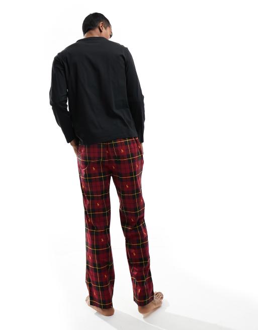 Men's Navy Multi Check Brushed Cotton Pyjamas