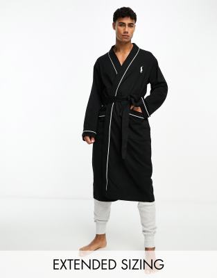 lounge robe in black with pony logo