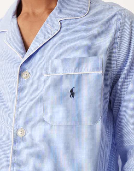 Polo Ralph Lauren – Lounge-Set in Hellblau mit Markenlogo und Vichy-Karos, 5 von 5