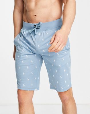 Polo Ralph Lauren lounge shorts in blue with all over pony logo