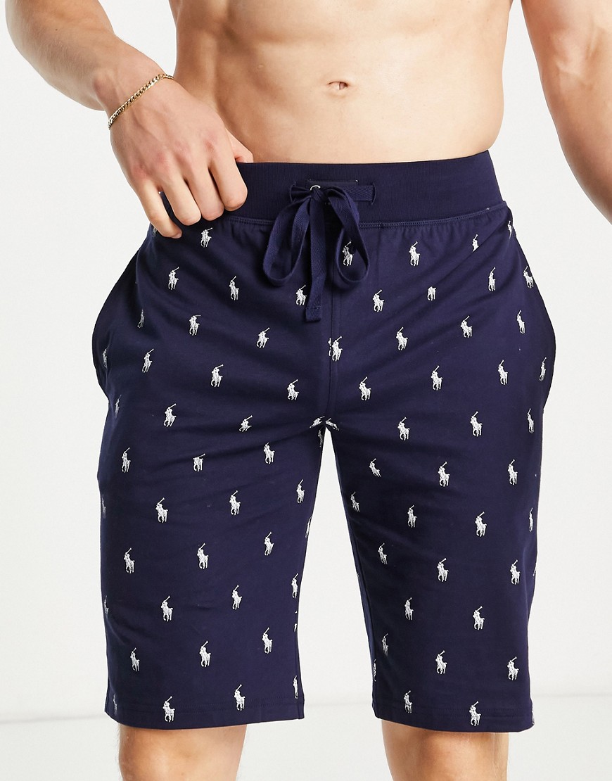 Polo Ralph Lauren lounge shorts in navy with all over print logo