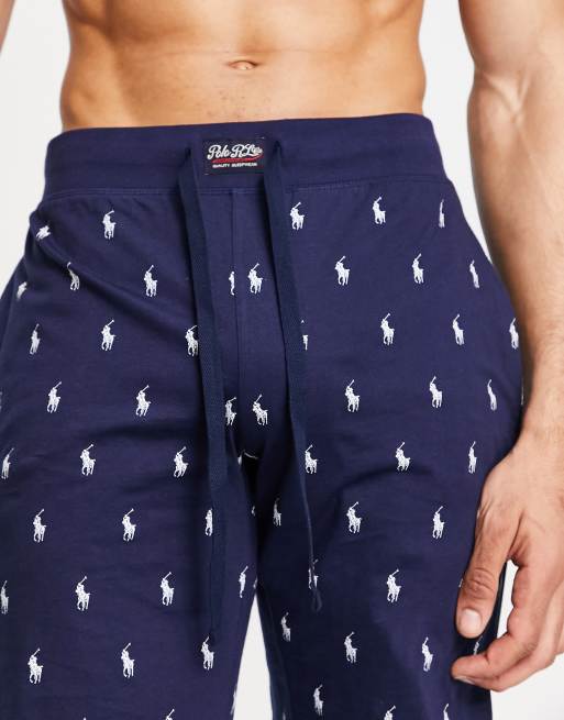 Polo Ralph Lauren lounge jogger in navy with all over print logo