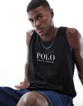 [Polo Ralph Lauren] Polo Ralph Lauren lounge singlet with chest text logo in black S Polo black