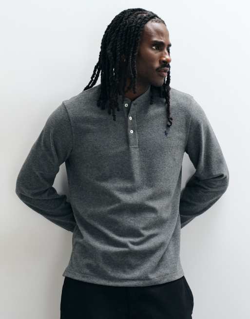 Polo Ralph Lauren Lounge-Strickoberteil mit Henley-Ausschnitt in Anthrazit, 4 von 5