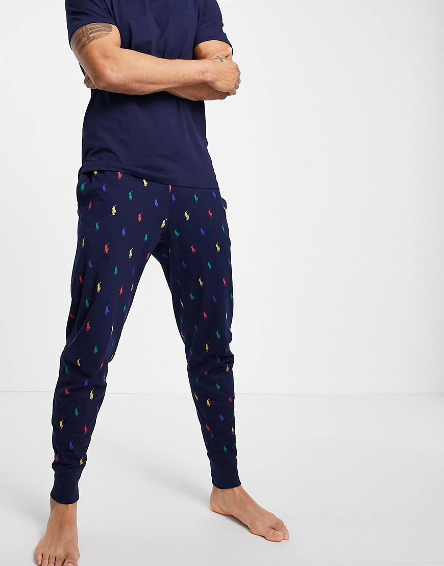 Polo Ralph Lauren lounge sweatpants in navy with all over multi pony logo