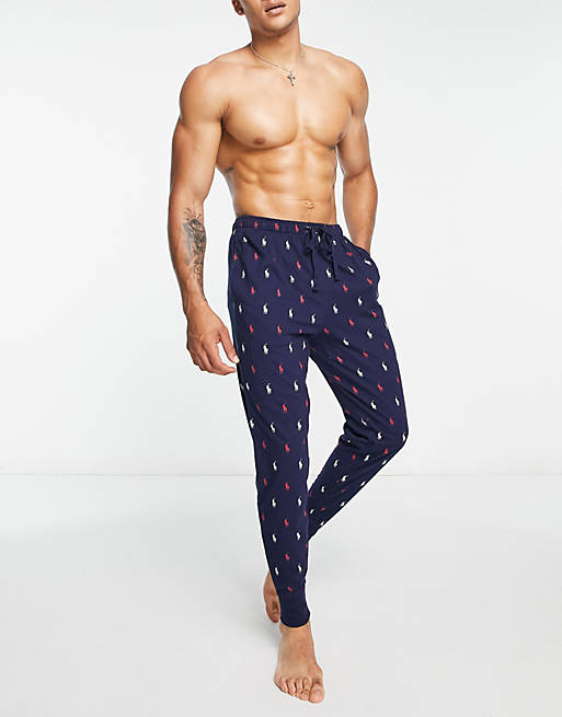 Polo Ralph Lauren lounge sweatpants with all over pony logo in navy | ASOS