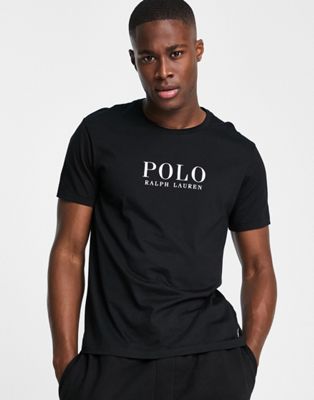 Polo Ralph Lauren lounge t-shirt in black with chest text logo