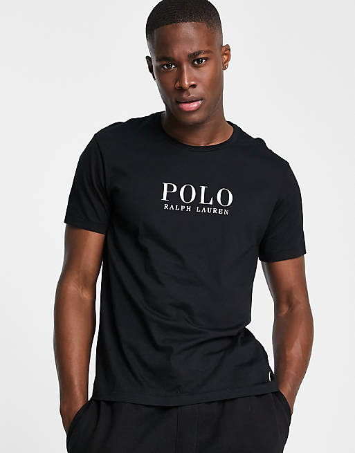 Polo Ralph Lauren lounge t-shirt in black with chest text logo | ASOS