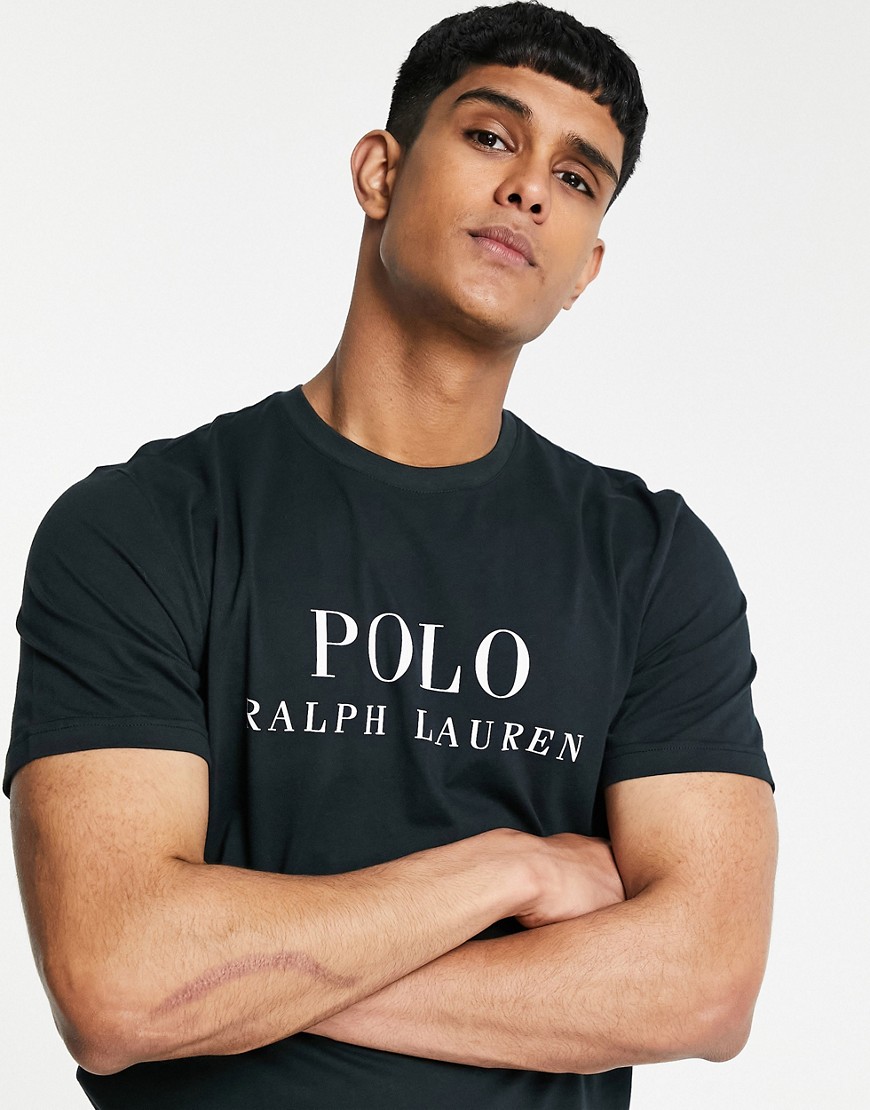 Polo Ralph Lauren Lounge T-shirt In Black With Text Chest Logo