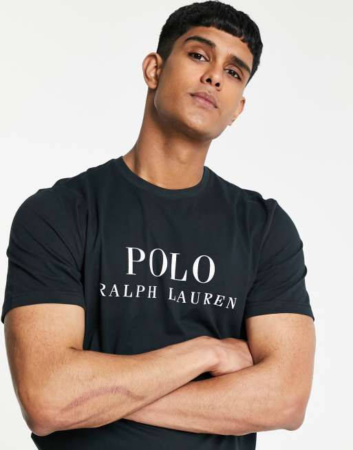 Polo Ralph Lauren lounge t-shirt in black with text chest logo | ASOS