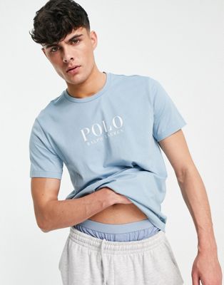 Polo Ralph Lauren lounge t-shirt in blue with chest text logo