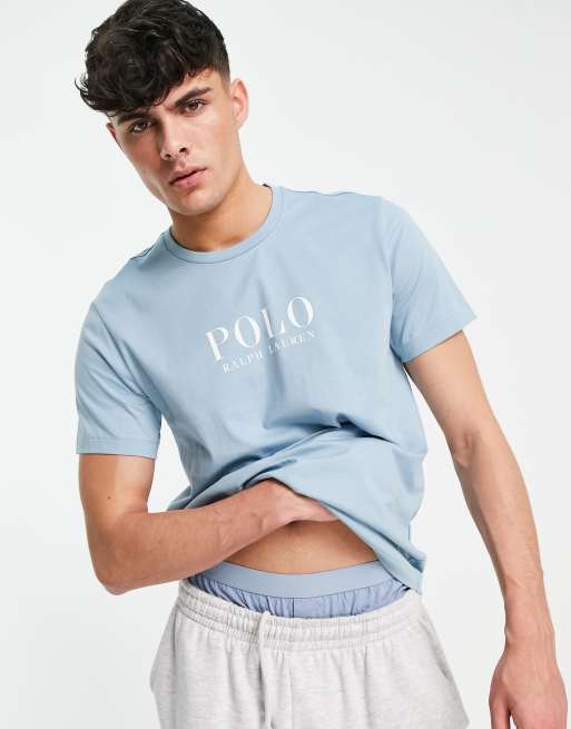 Polo Ralph Lauren lounge t shirt in blue with chest text logo ASOS