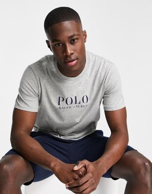 Polo Ralph Lauren lounge t-shirt in grey with chest text logo