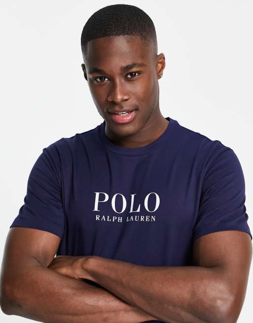 Polo Ralph Lauren - Lounge T-shirt in marineblauw met tekstlogo op de borst