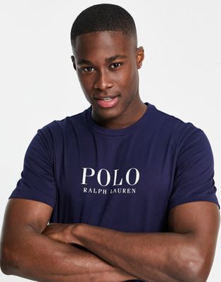 Polo Ralph Lauren lounge t-shirt in navy with chest text logo