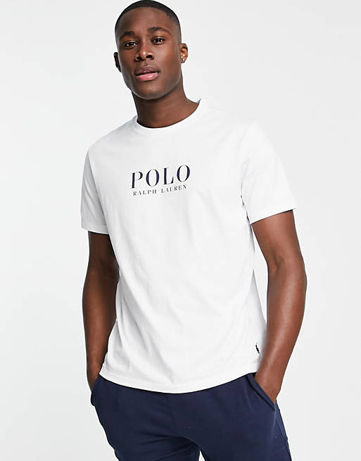 Polo Ralph Lauren lounge T-shirt in white with chest text logo