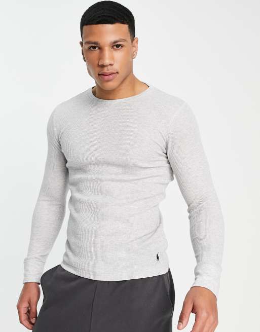 Polo Ralph Lauren - Lounge T-shirt met lange mouwen, ponylogo en wafelstructuur in grijs