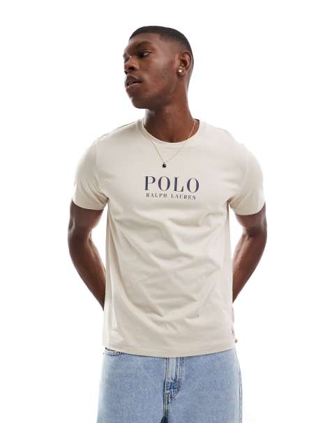 Polo Ralph Lauren - Lounge-T-shirt met tekstlogo op de borst in crème - view 1