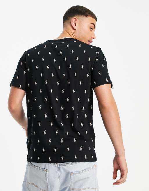 Polo Ralph Lauren lounge t-shirt with all over pony logo in black