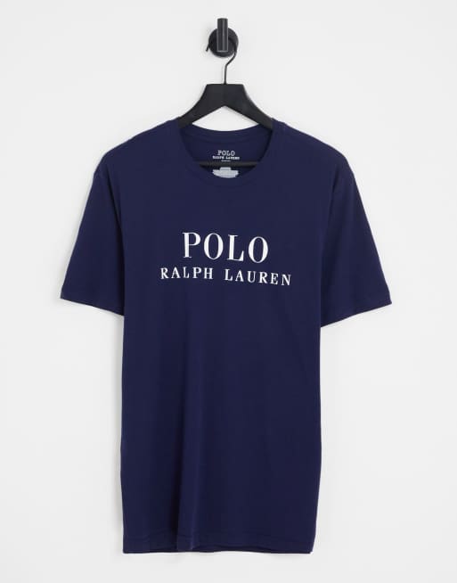 Polo Ralph Lauren lounge T-shirt with chest text logo in navy | ASOS