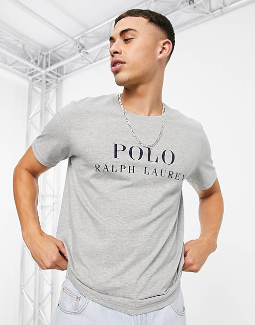 Polo Ralph Lauren lounge t-shirt with text chest logo in grey