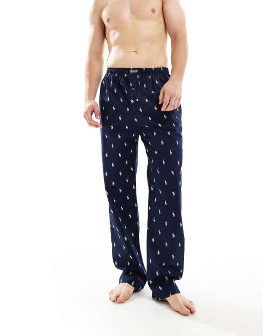 Polo Ralph Lauren lounge trousers with all over logo in navy