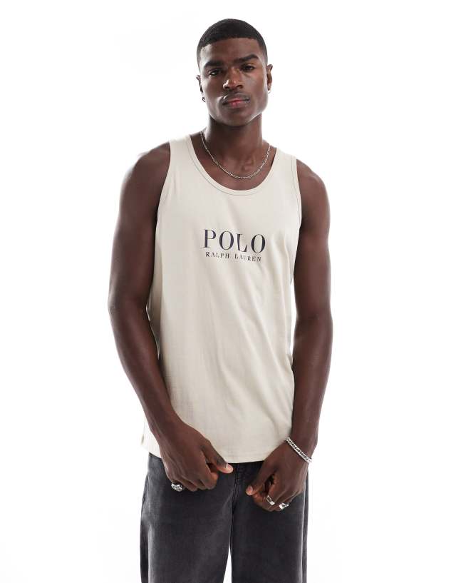 Polo Ralph Lauren - lounge vest with chest text logo in cream