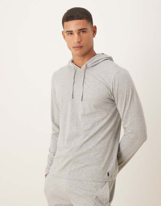 Polo Ralph Lauren - Loungetop met lange mouwen, icoonlogo en capuchon in gemêleerd grijs, deel van co-ord set