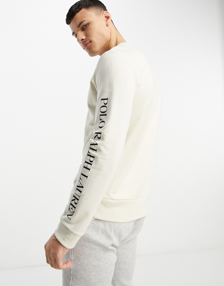 Polo Ralph Lauren - Loungewear - Creme Sweatshirt Med Tekstlogo På Ærmet-Hvid