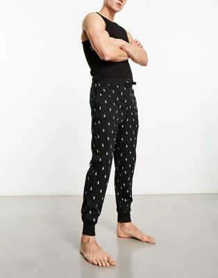 Polo Ralph Lauren loungewear jogger in black with all over pony logo