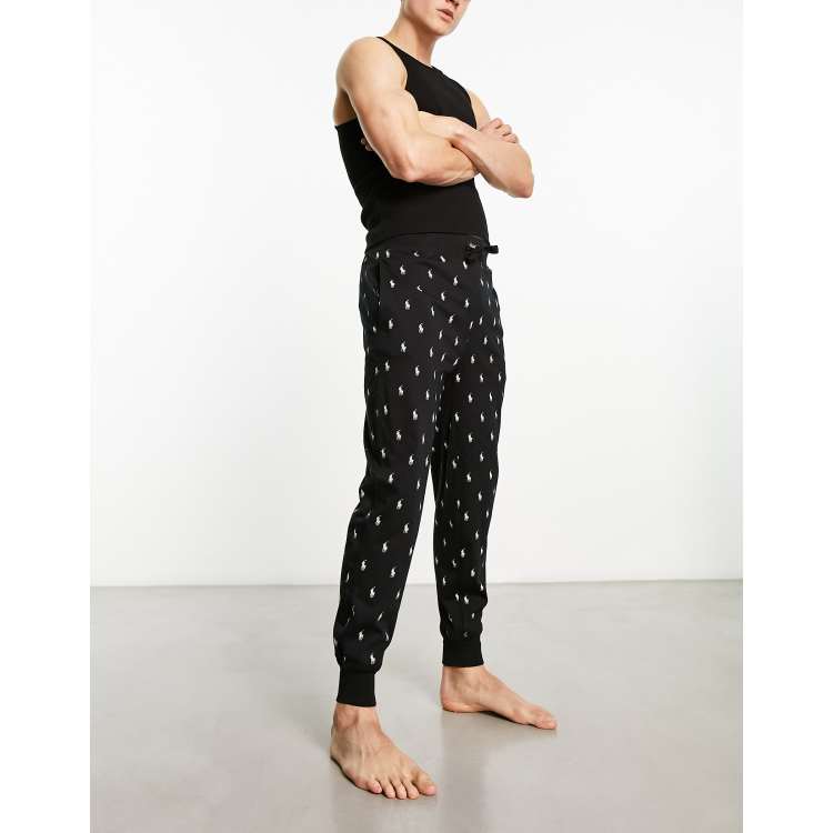 Polo Ralph Lauren loungewear jogger in black with all over pony logo | ASOS