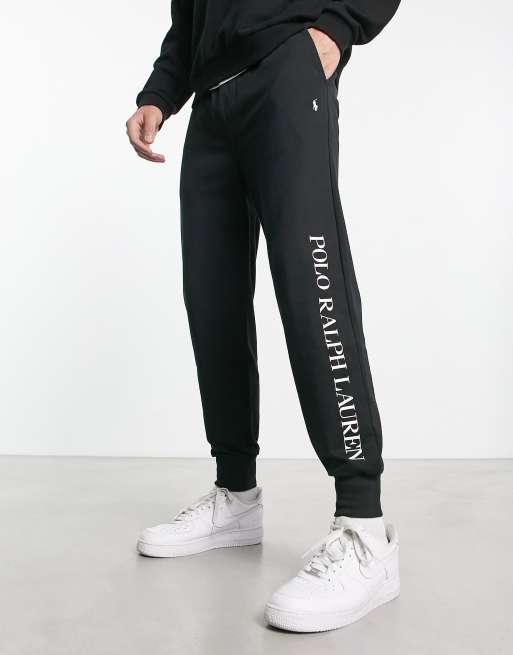 Polo Ralph Lauren loungewear jogger in black with side text logo