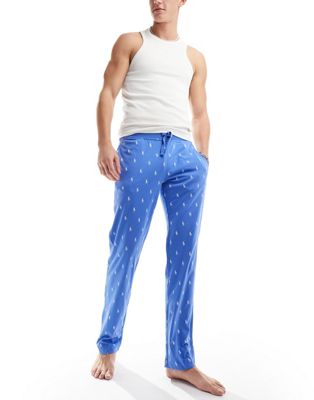 Polo Ralph Lauren Loungewear jogger with all over pony logo in light blue - ASOS Price Checker