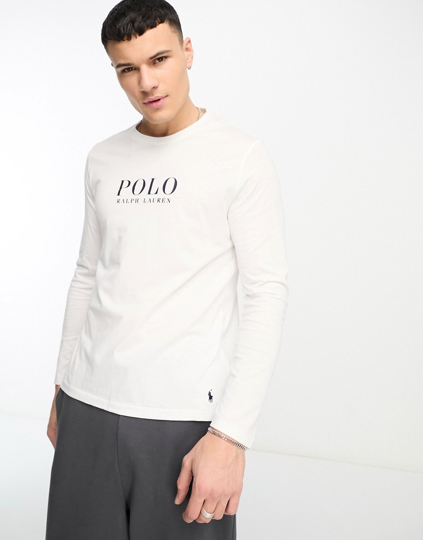 Polo Ralph Lauren loungewear long sleeve t-shirt in white with chest text logo