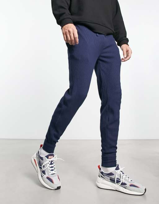 Polo Ralph Lauren Loungewear Pantalon de jogging logo poney en tissu gaufr Bleu marine