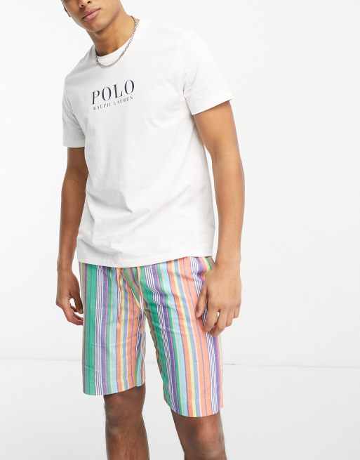 Polo Ralph Lauren loungewear pyjama set t-shirt in white and short in fun  stripe | ASOS