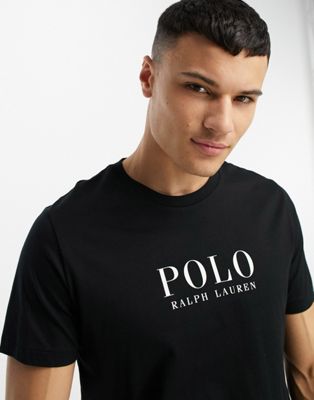 Polo Ralph Lauren loungewear t-shirt in black with chest text logo | ASOS