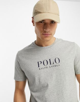 Polo Ralph Lauren loungewear t-shirt in grey with chest text logo
