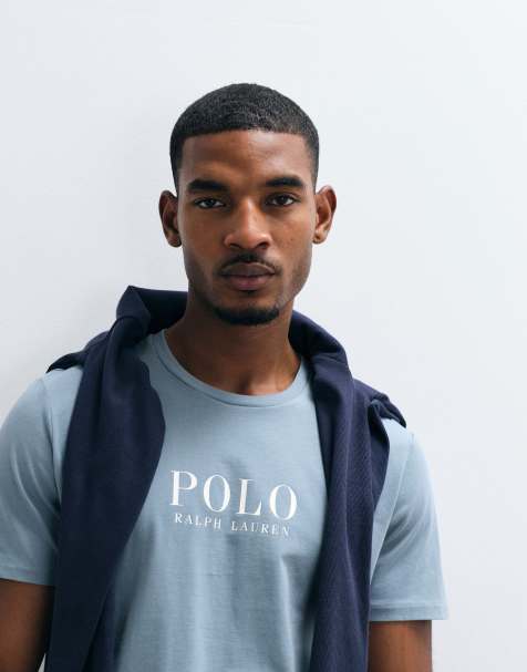 Polo Ralph Lauren loungewear t-shirt in grey with chest text logo - view 1