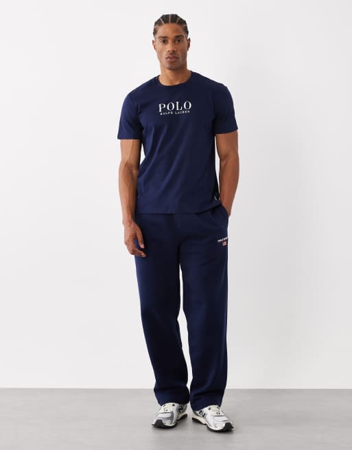 Polo Ralph Lauren – Loungewear – T-Shirt in Marineblau mit Textlogo auf der Brust, 2 von 5