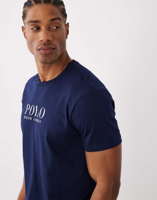 Polo Ralph Lauren – Loungewear – T-Shirt in Marineblau mit Textlogo auf der Brust, 3 von 5