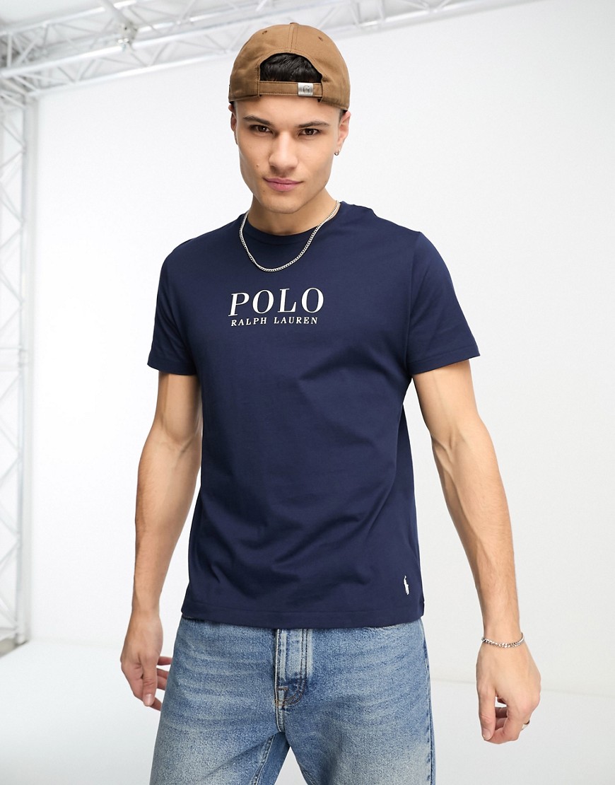 Polo Ralph Lauren loungewear t-shirt in navy with chest text logo