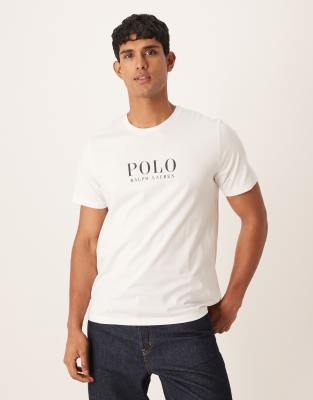 Polo Ralph Lauren loungewear t-shirt in white with chest text logo